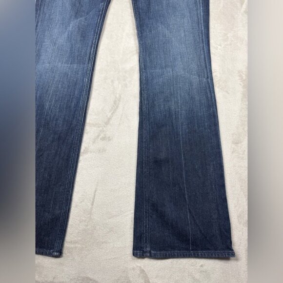 7 for All Mankind Flynt Dojo Style Gold Embroidered Pockets Bootcut Jeans 28 - Picture 8 of 16
